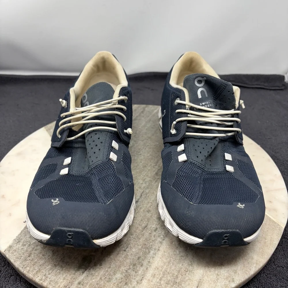 On Cloud 5 Mens 11.5 Running Shoes Midnight Navy Blue White Active Sneaker Tech